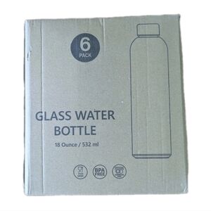 Glass Reusable Water Or Juice Bottle Set - 6 Pack Of 18 Oz By Zukro